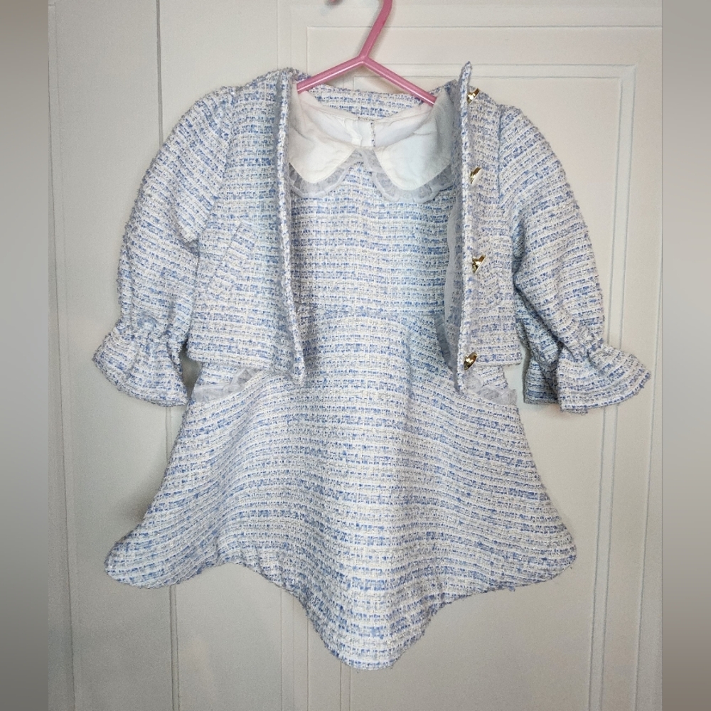 Janie and Jack Tweed Ruffle Dress Jacket Set Outfit Special Occasion 12-18 Month - Picture 3 of 16